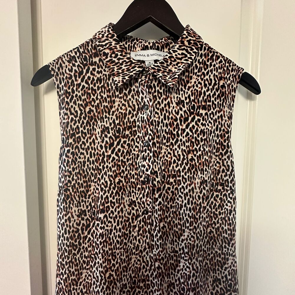 Emma & Michele Women’s Leopard Print Maxi Button Front Belted Dress Size M - Picture 9 of 13